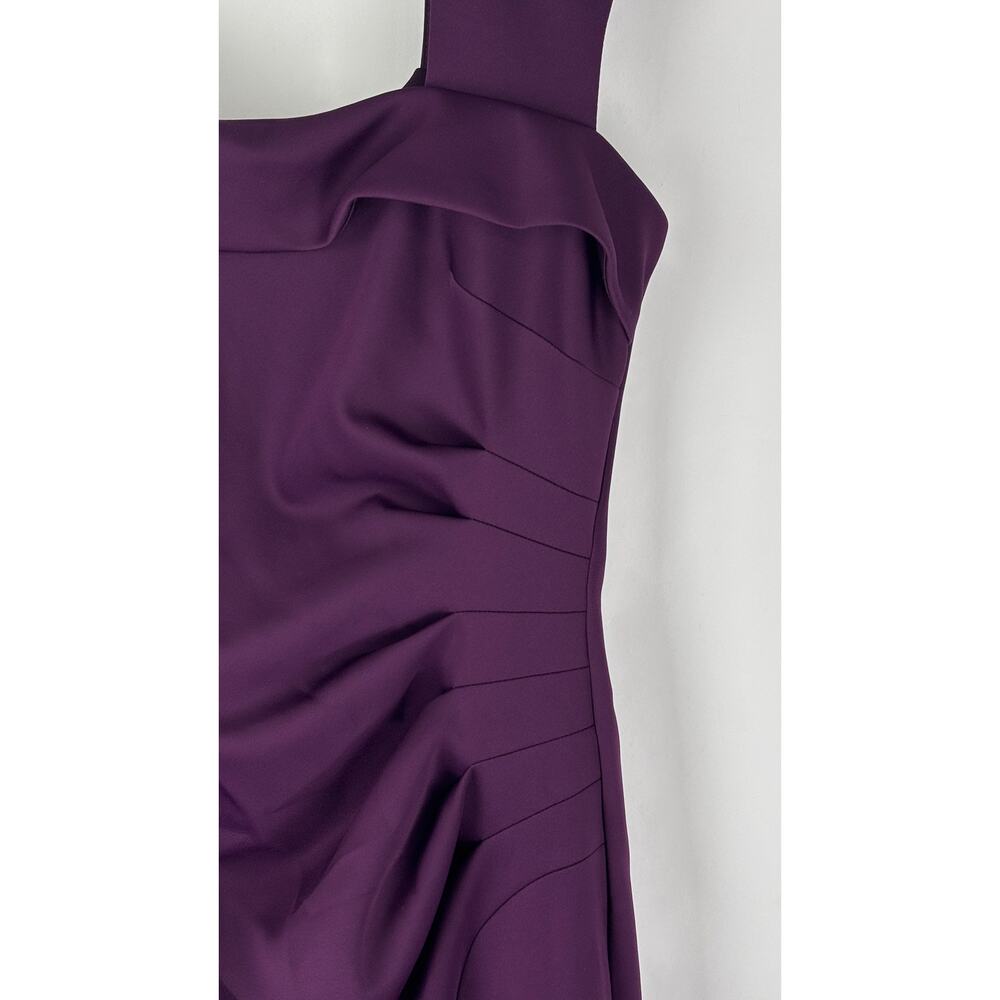 Xscape Lenore Techno Scuba Asymmetrical Neckline Maxi Dress Plum Womens Size 16 - Picture 5 of 12
